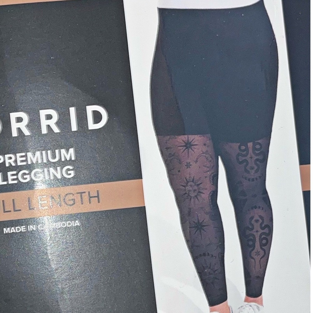 TORRID "Serpent Celestial" Black Flocked Leggings w/Attached Shorts NWT Size 1X - Picture 11 of 12